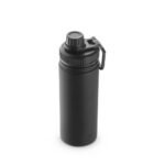 Black thermal water bottle with holder ring