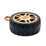 Bluetooth speaker wooden in shape of tyre