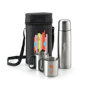 Stainless steel thermos and mugs set