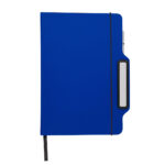 Blue notebook with smartphone holder