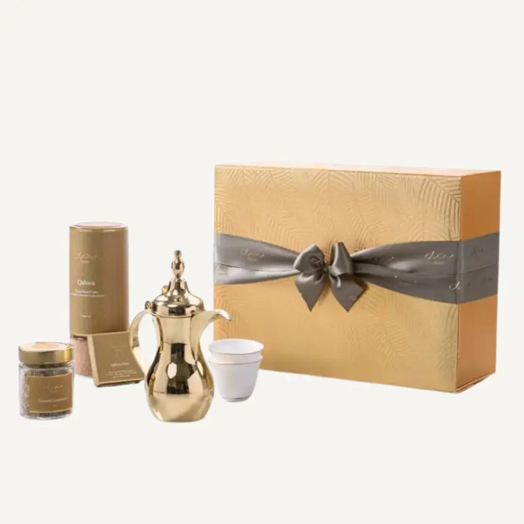 Gold Palm Qahwa Gift Set​ with Drawer (Ramadan Gifts)