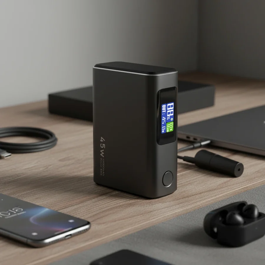 45 W, PD10 Laptop power bank side view
