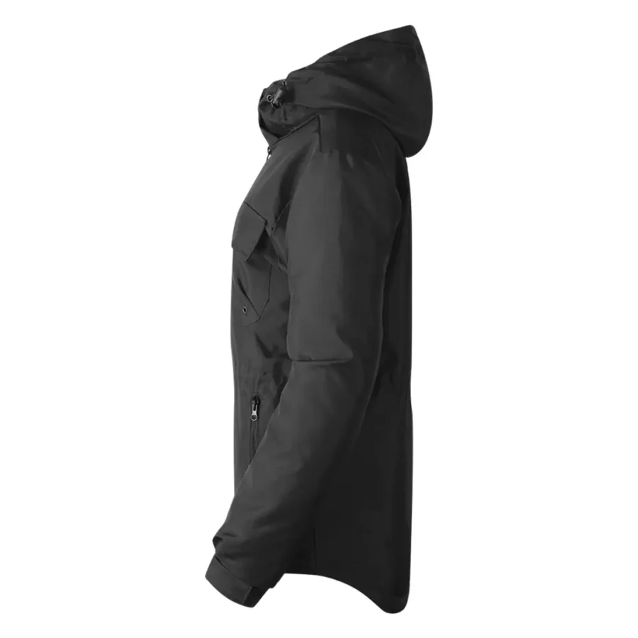 Hooded jacket with multiple pocketsSide view