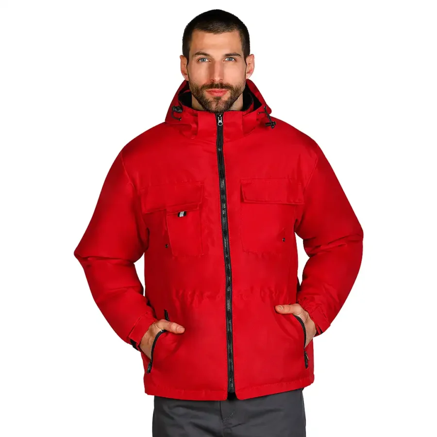 Hooded jacket with multiple pocketsRed