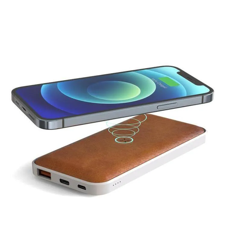 ALBECK - Recycled Leather 10000mAh PD Powerbank - White-Tan