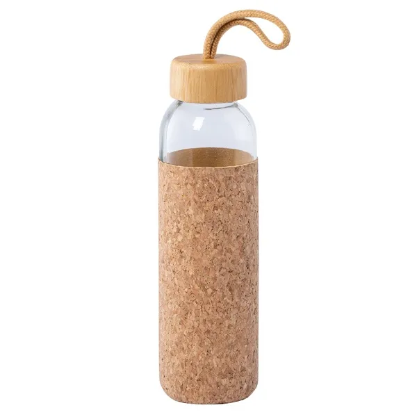 glass bottle with cork sleeve