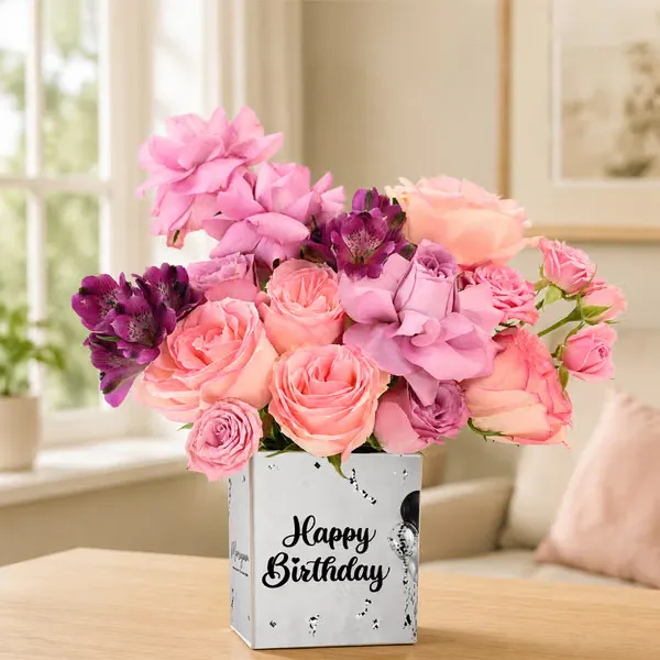 personalized blush roses arrangement