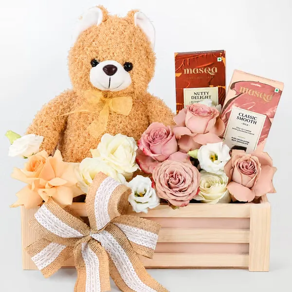sweet teddy rose floral arrangement