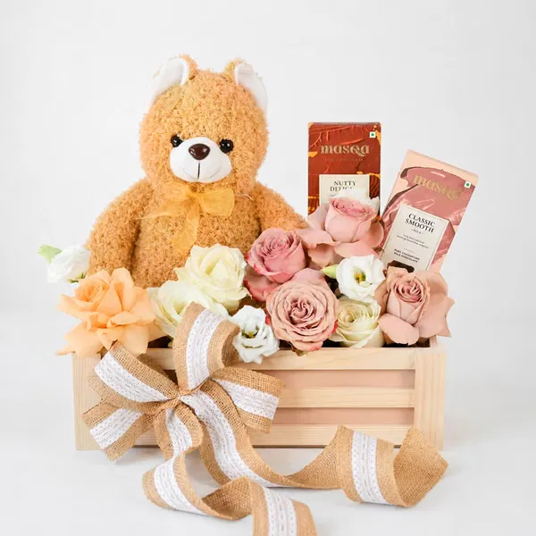 sweet teddy rose floral arrangement