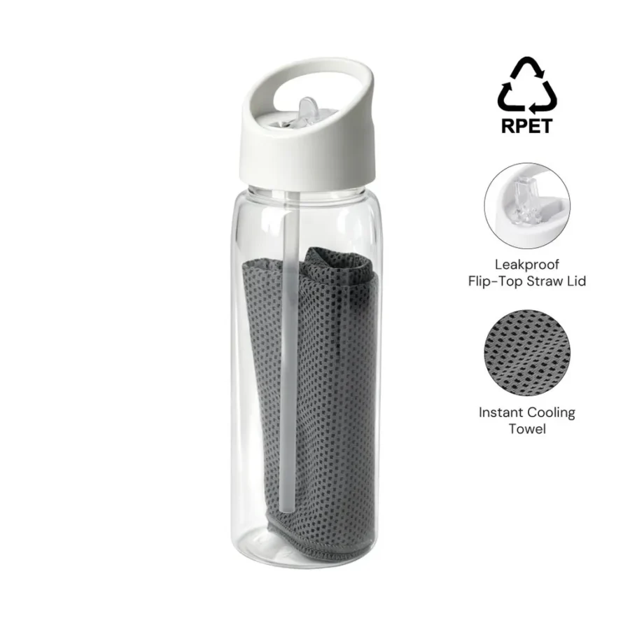 [DWGL 3297] DEVON - Giftology RPET Cooling Towel in RPET Bottle 800 ml - White