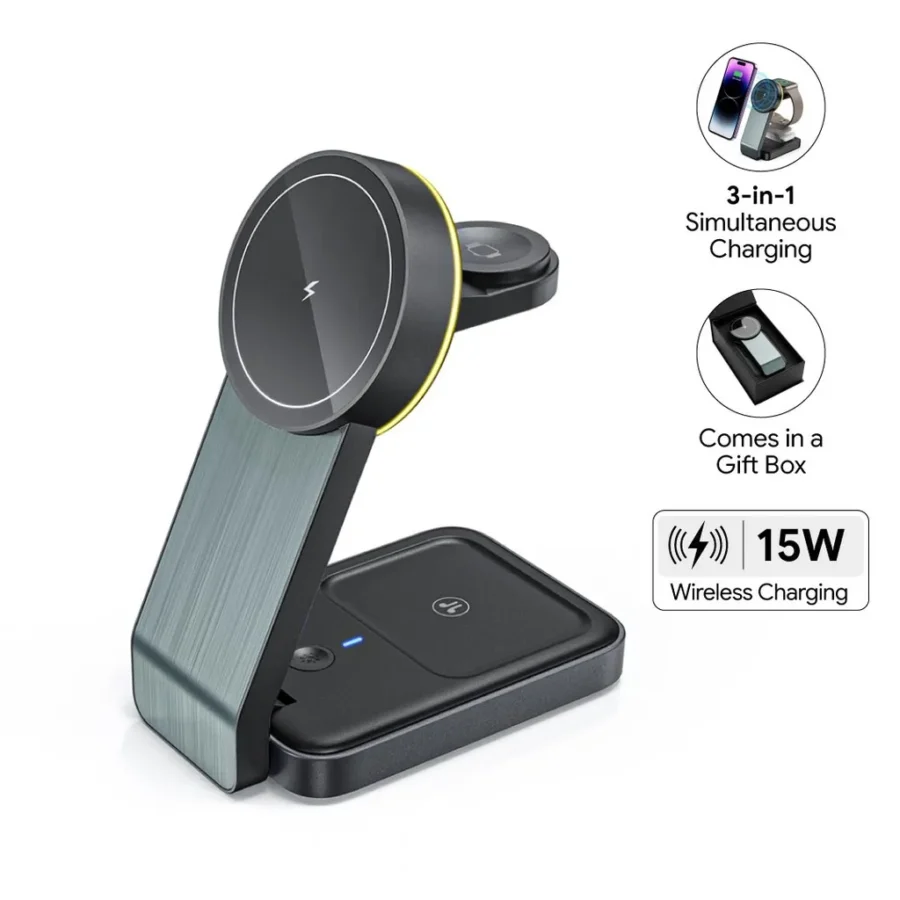 [ITWC 1278] POWERBASE @memorii 3 in 1 Wireless Fast Charging Station with Ambient Light