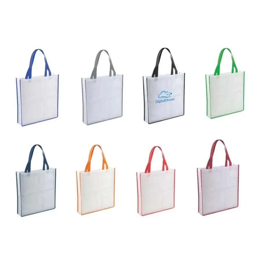 Non-Woven Shopping Bag Vertical White-Red