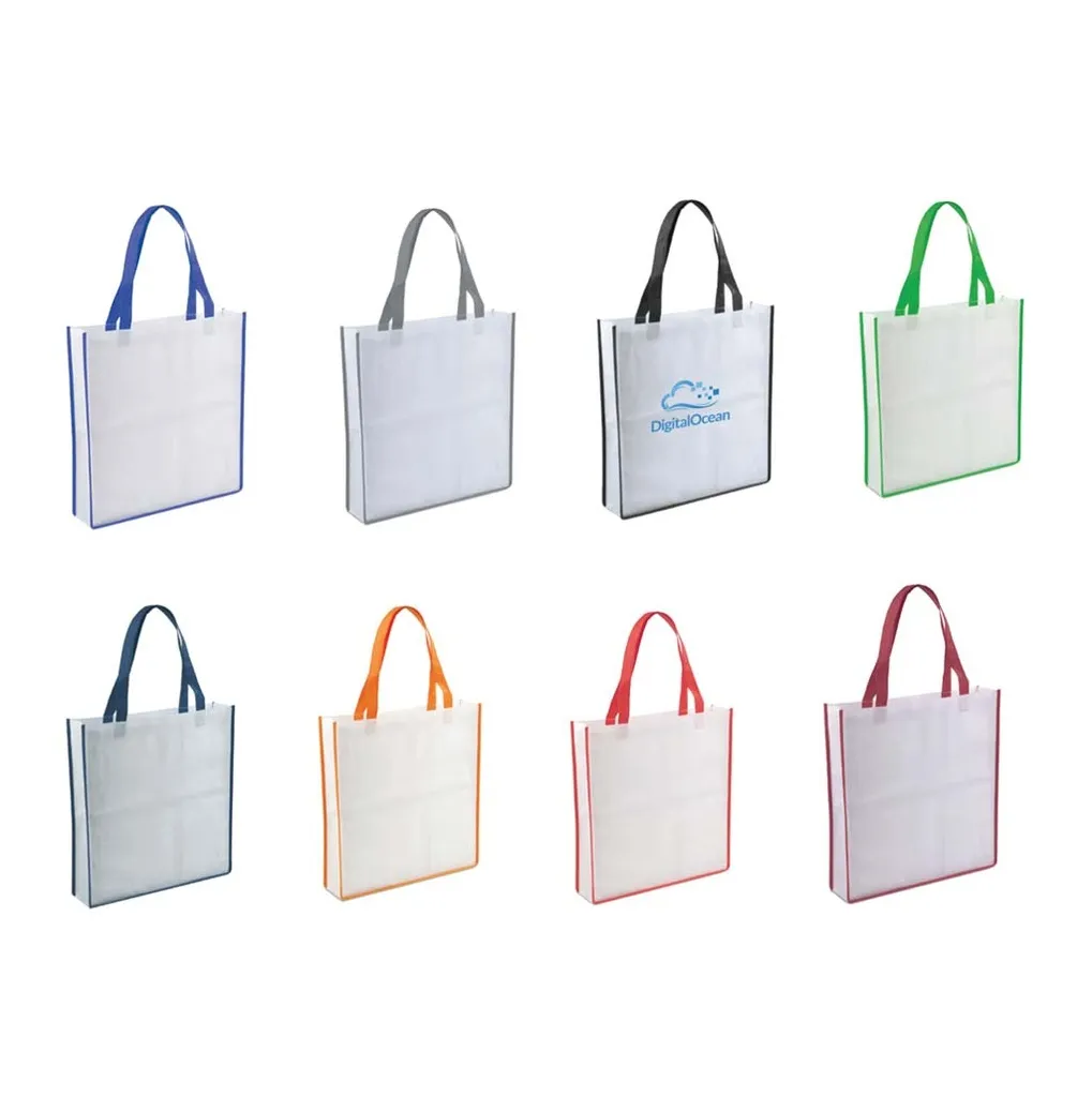 Non-Woven Shopping Bag Vertical White-Red